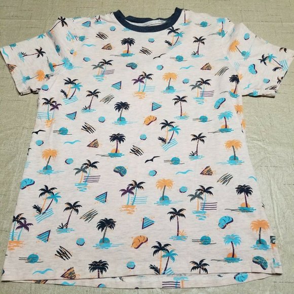 Mens Orange Hawaiian Palm Trees  Shirt Free Planet Size M Short Sleeve … - Picture 3 of 9